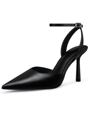 Women's 88 Black Pu Stiletto Heels Pumps Comfort Closed Toe Party Dressy Shoes